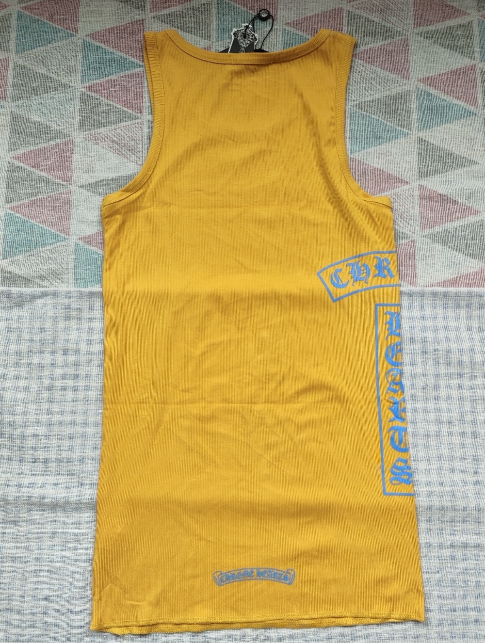 Yellow Graphic Tank Top with Blue Accents - Picture 5 of 8